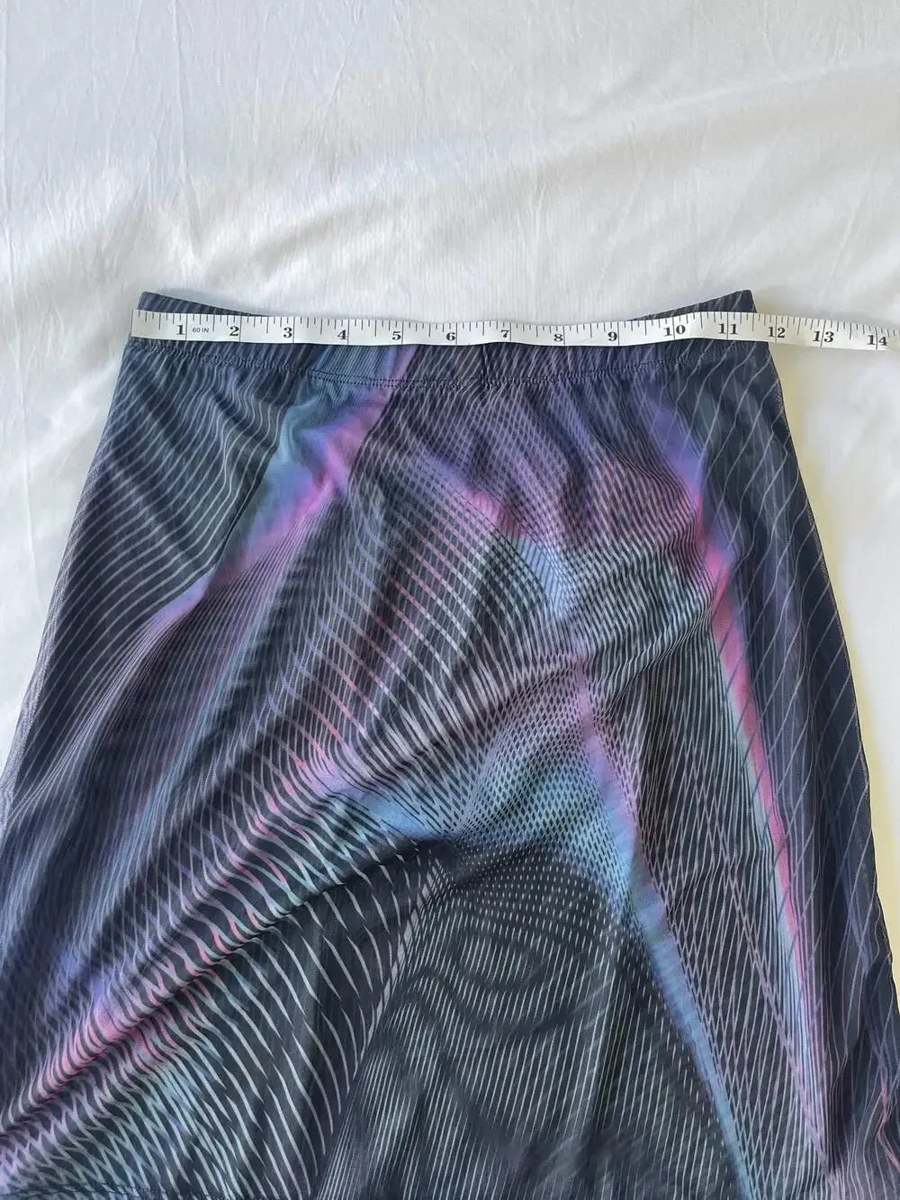 BADINKA Synth Wave Mesh Rave Set - Long Sleeve Crop Top & Mini Skirt